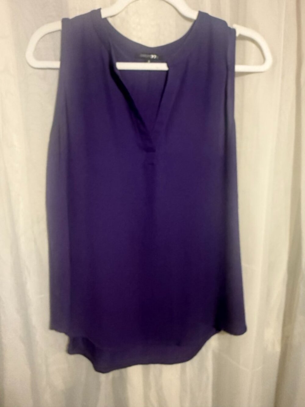 PaperMoon Purple Sleeveless Split Neck Blouse Top Size Small